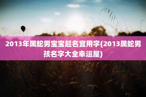 2013年属蛇男宝宝起名宜用字(2013属蛇男孩名字大全幸运屋)