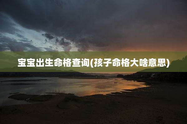 宝宝出生命格查询(孩子命格大啥意思)
