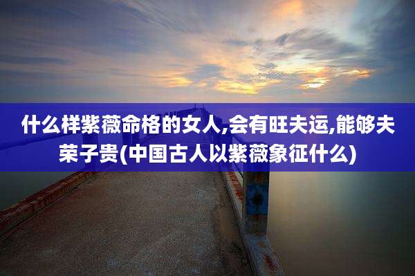 什么样紫薇命格的女人,会有旺夫运,能够夫荣子贵(中国古人以紫薇象征什么)