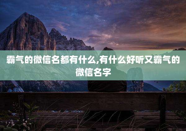 霸气的微信名都有什么,有什么好听又霸气的微信名字