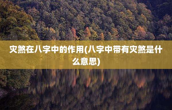 灾煞在八字中的作用(八字中带有灾煞是什么意思)