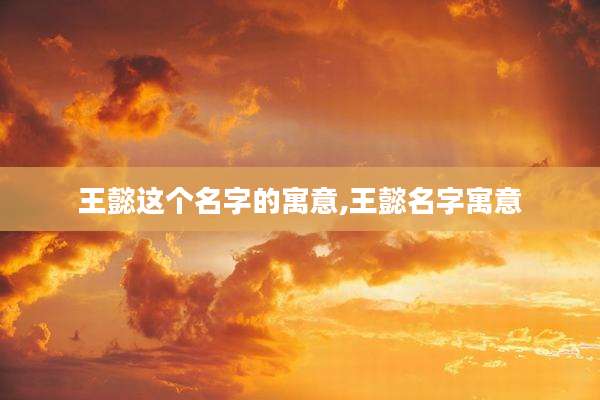 王懿这个名字的寓意,王懿名字寓意