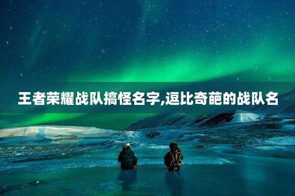 王者荣耀战队搞怪名字,逗比奇葩的战队名