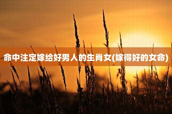 命中注定嫁给好男人的生肖女(嫁得好的女命)