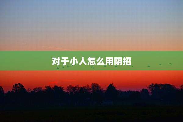 对于小人怎么用阴招
