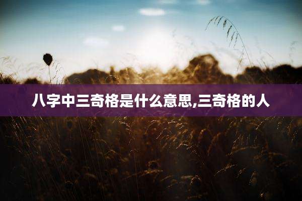 八字中三奇格是什么意思,三奇格的人