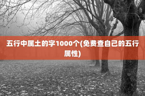 五行中属土的字1000个(免费查自己的五行属性)