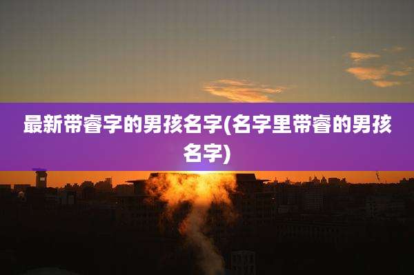 最新带睿字的男孩名字(名字里带睿的男孩名字)