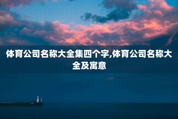 体育公司名称大全集四个字,体育公司名称大全及寓意