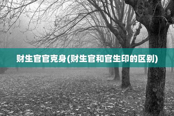财生官官克身(财生官和官生印的区别)