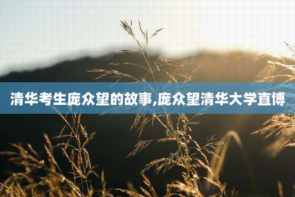 清华考生庞众望的故事,庞众望清华大学直博