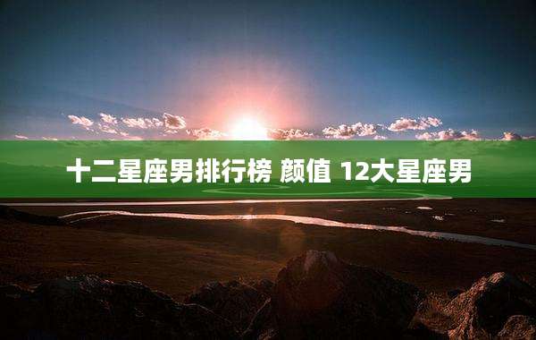 十二星座男排行榜 颜值 12大星座男