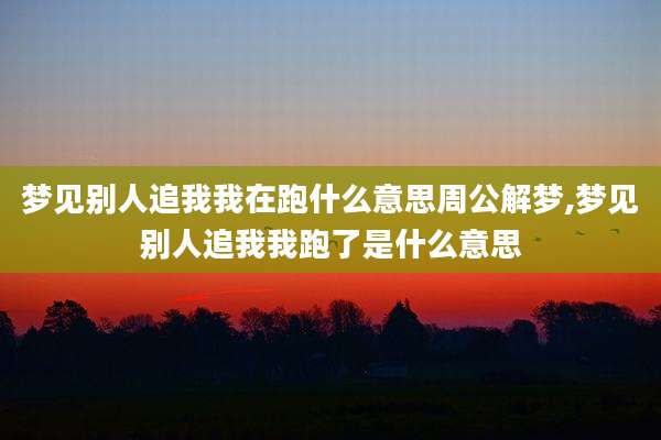 梦见别人追我我在跑什么意思周公解梦,梦见别人追我我跑了是什么意思