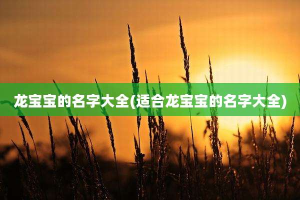龙宝宝的名字大全(适合龙宝宝的名字大全)