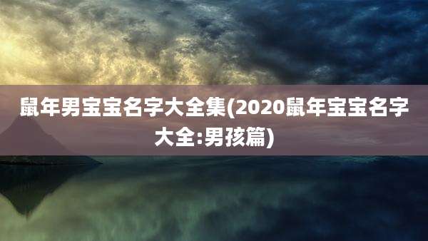 鼠年男宝宝名字大全集(2020鼠年宝宝名字大全:男孩篇)