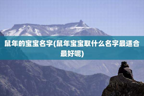 鼠年的宝宝名字(鼠年宝宝取什么名字最适合最好呢)
