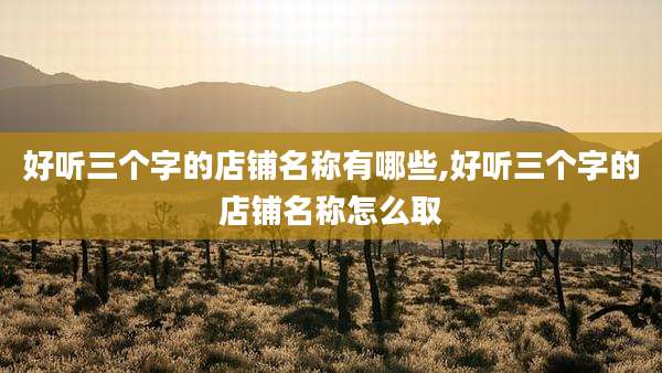 好听三个字的店铺名称有哪些,好听三个字的店铺名称怎么取