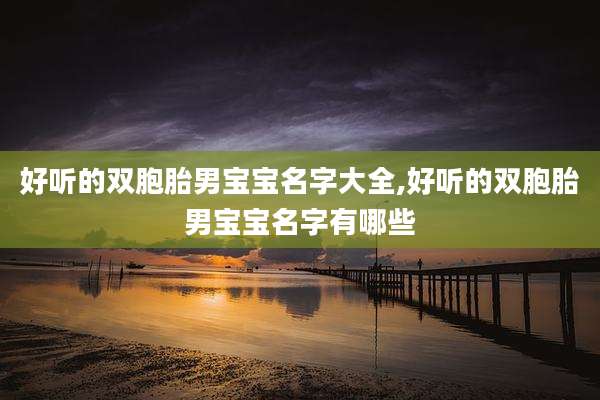 好听的双胞胎男宝宝名字大全,好听的双胞胎男宝宝名字有哪些