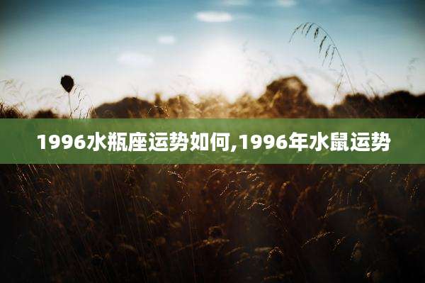 1996水瓶座运势如何,1996年水鼠运势