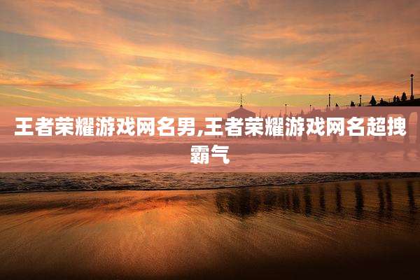 王者荣耀游戏网名男,王者荣耀游戏网名超拽霸气