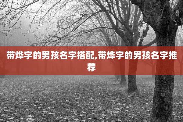 带烨字的男孩名字搭配,带烨字的男孩名字推荐