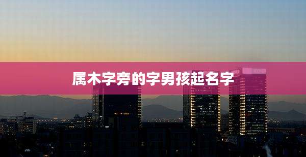 属木字旁的字男孩起名字
