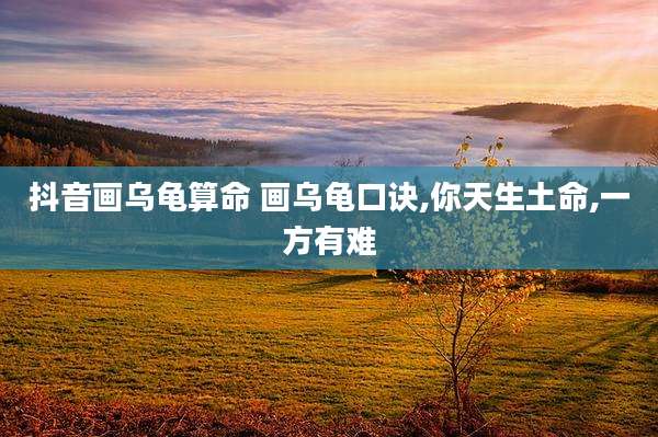 抖音画乌龟算命 画乌龟口诀,你天生土命,一方有难