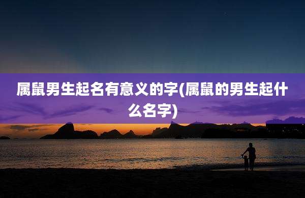 属鼠男生起名有意义的字(属鼠的男生起什么名字)