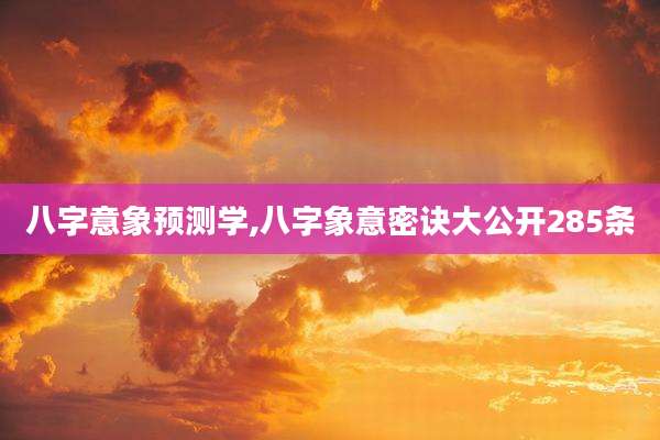 八字意象预测学,八字象意密诀大公开285条