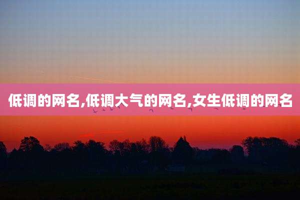 低调的网名,低调大气的网名,女生低调的网名
