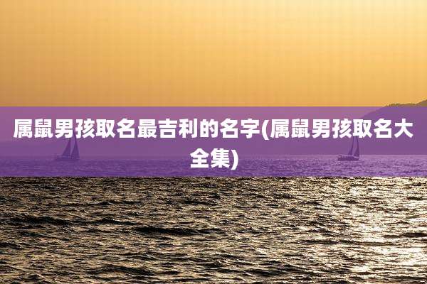 属鼠男孩取名最吉利的名字(属鼠男孩取名大全集)