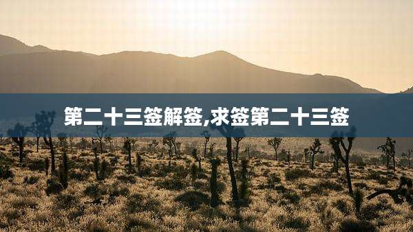 第二十三签解签,求签第二十三签