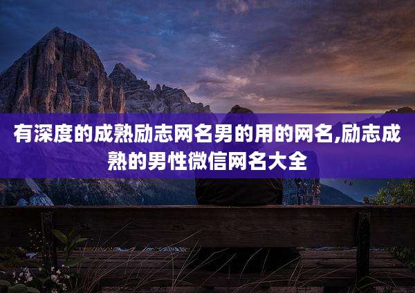 有深度的成熟励志网名男的用的网名,励志成熟的男性微信网名大全