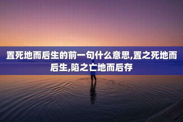 置死地而后生的前一句什么意思,置之死地而后生,陷之亡地而后存