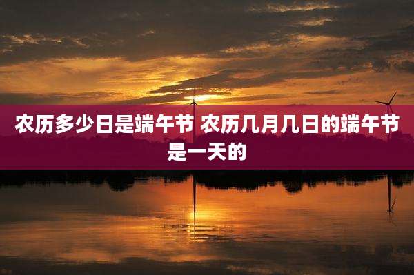 农历多少日是端午节 农历几月几日的端午节是一天的