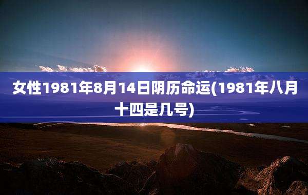 女性1981年8月14日阴历命运(1981年八月十四是几号)