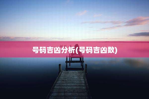 号码吉凶分析(号码吉凶数)