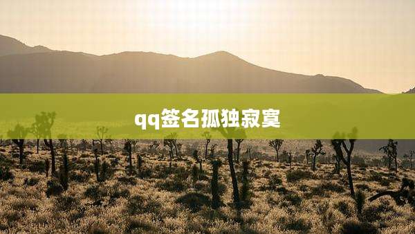 qq签名孤独寂寞
