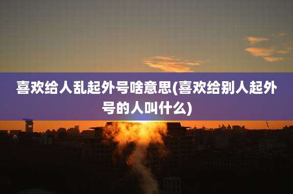 喜欢给人乱起外号啥意思(喜欢给别人起外号的人叫什么)