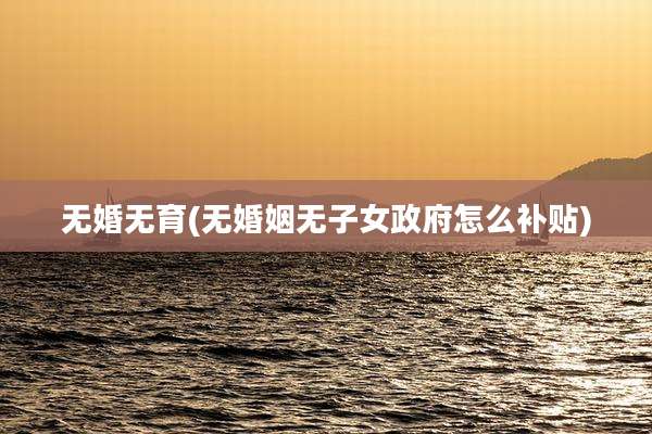 无婚无育(无婚姻无子女***怎么补贴)