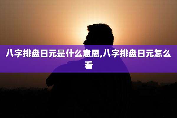 八字排盘日元是什么意思,八字排盘日元怎么看