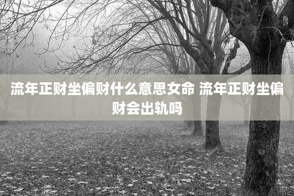 流年正财坐偏财什么意思女命 流年正财坐偏财会出轨吗