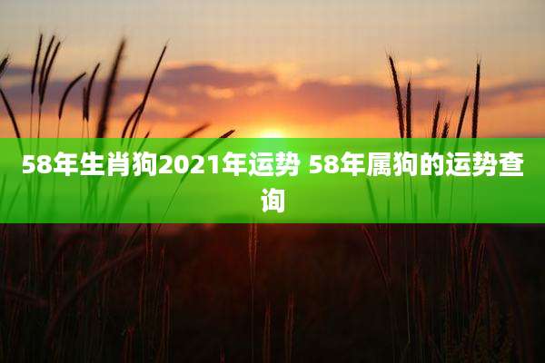 58年生肖狗2021年运势 58年属狗的运势查询