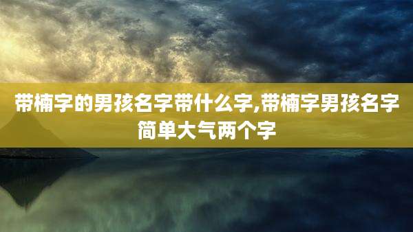 带楠字的男孩名字带什么字,带楠字男孩名字简单大气两个字