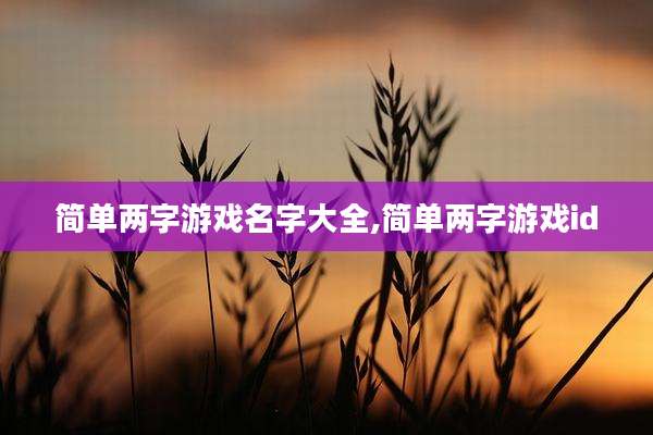 简单两字游戏名字大全,简单两字游戏id