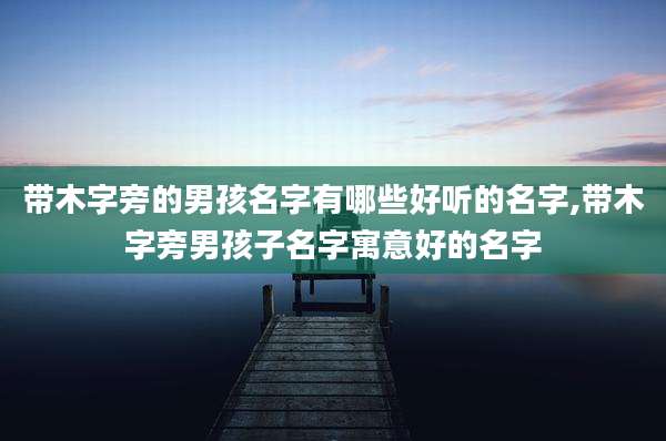 带木字旁的男孩名字有哪些好听的名字,带木字旁男孩子名字寓意好的名字