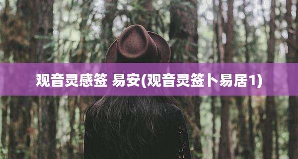 观音灵感签 易安(观音灵签卜易居1)
