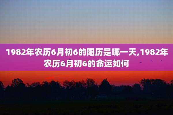 1982年农历6月初6的阳历是哪一天,1982年农历6月初6的命运如何