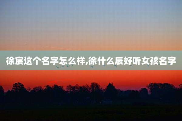徐宸这个名字怎么样,徐什么辰好听女孩名字