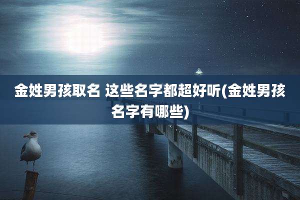 金姓男孩取名 这些名字都超好听(金姓男孩名字有哪些)